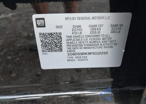 2023 Cadillac Ct5 Premium Luxury z USA, uszkodzony, nr VIN 1G6DS5RK9P0110250